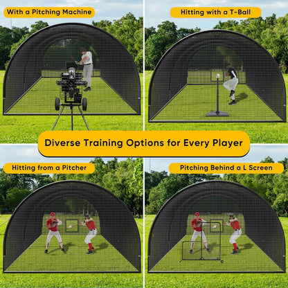 40FT Baseball & Softball Batting Cage for Backyard – Enclosed Net with Pitching Machine Hole, Fiberglass Pole System, Carry Bag, Ideal for Home Hitting & Pitching Practice, 40 X 12 X 10 Ft — product view 3