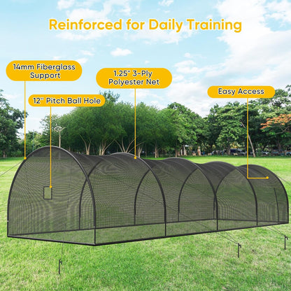 40FT Baseball & Softball Batting Cage for Backyard – Enclosed Net with Pitching Machine Hole, Fiberglass Pole System, Carry Bag, Ideal for Home Hitting & Pitching Practice, 40 X 12 X 10 Ft — product view 5