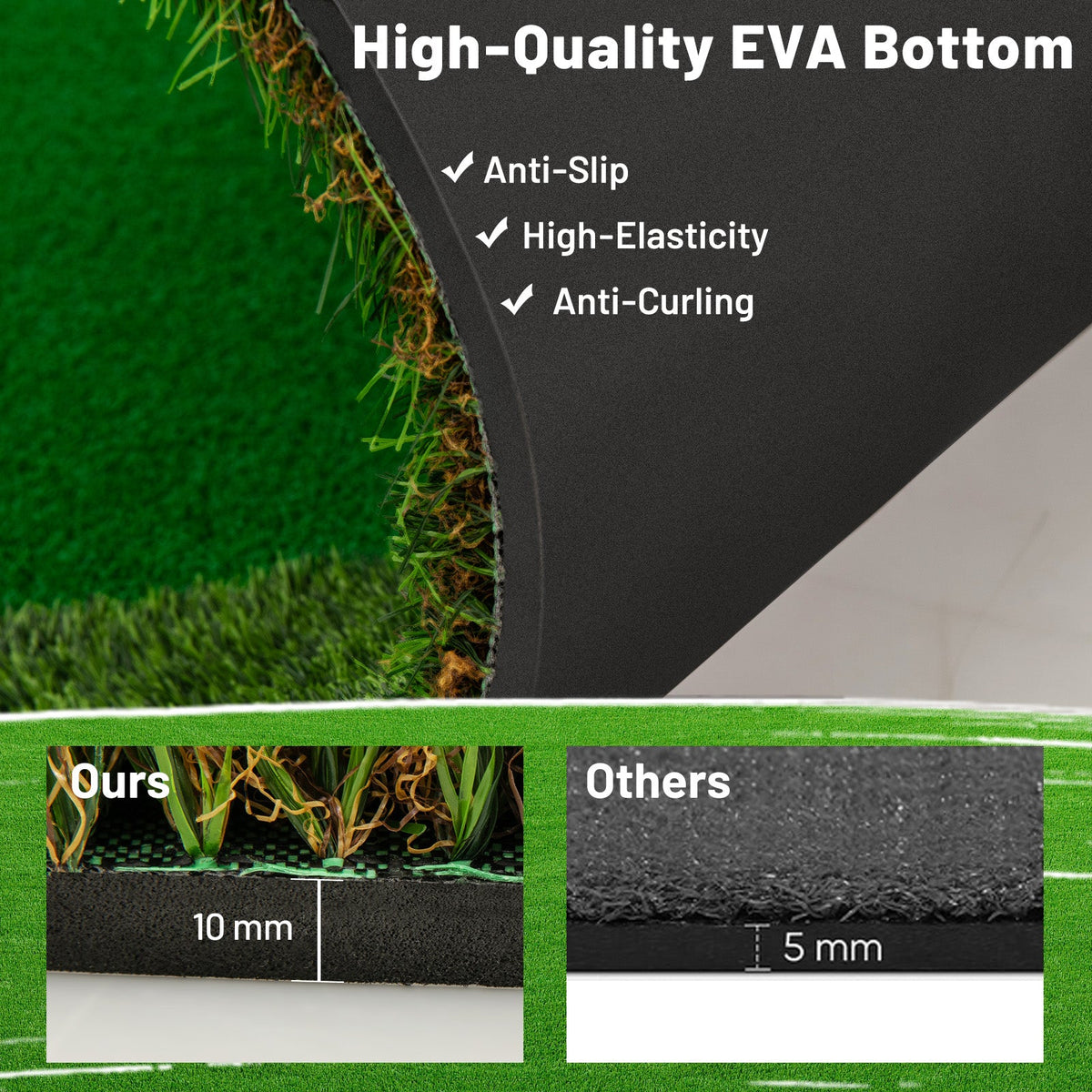 5 x 10 Feet Golf Practice Putting Green Mat with 3 Holes and Golf Balls for Home Office Backyard