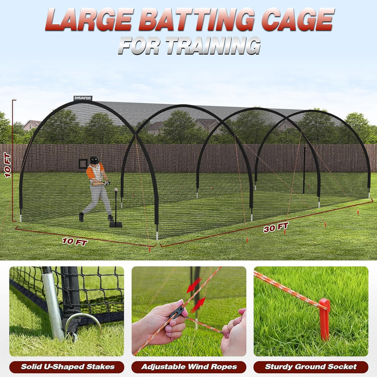 Batting Cages for Backyard,22/30/35/45Ft Baseball Batting Cage Net — product view 2