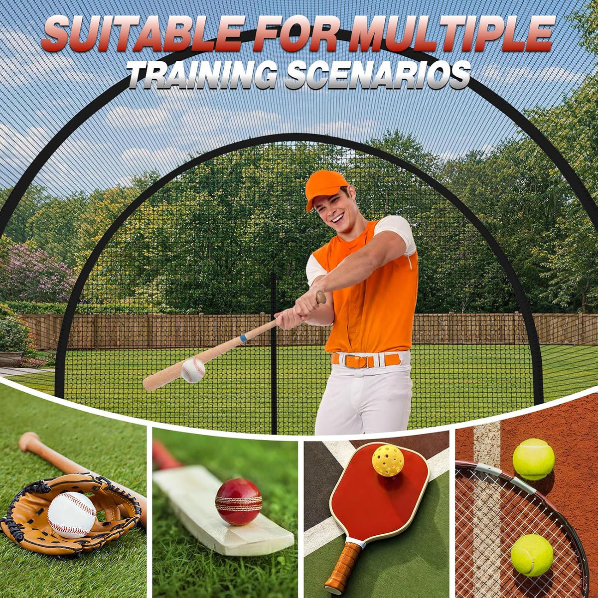 Batting Cages for Backyard,22/30/35/45Ft Baseball Batting Cage Net — product view 6