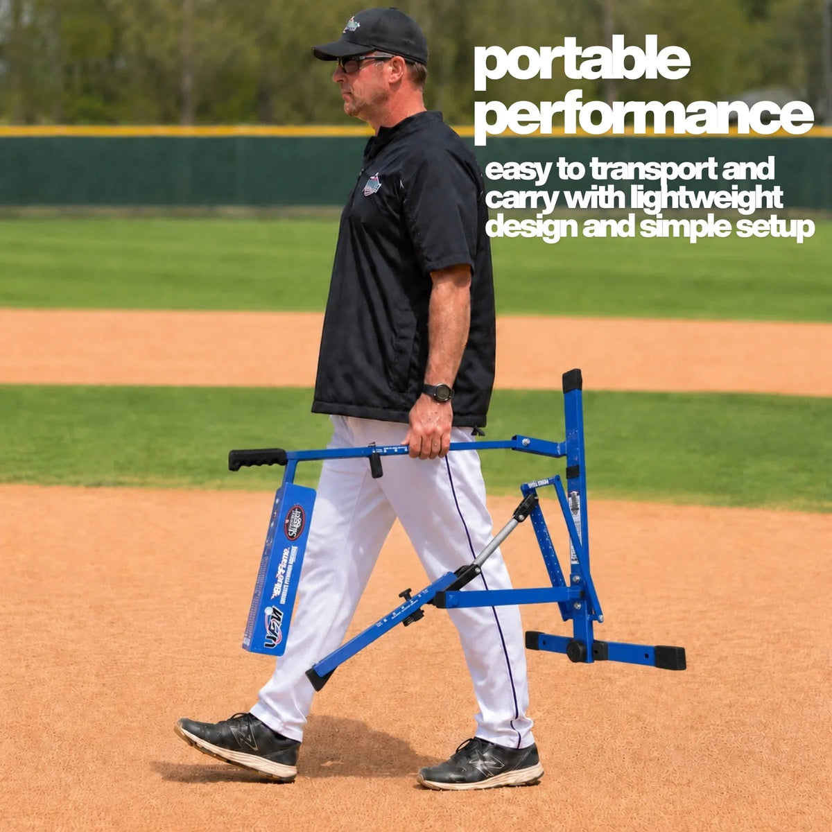 Blue Flame Pitching Machine – Manual Baseball & Softball Trainer, Throws up to 60 MPH, Youth & Adult Practice Tool — product view 13