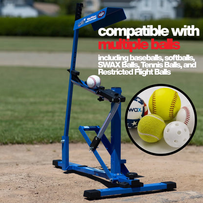 Blue Flame Pitching Machine – Manual Baseball & Softball Trainer, Throws up to 60 MPH, Youth & Adult Practice Tool — product view 14