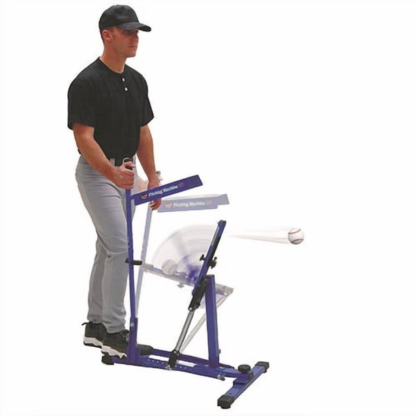 Blue Flame Pitching Machine – Manual Baseball & Softball Trainer, Throws up to 60 MPH, Youth & Adult Practice Tool