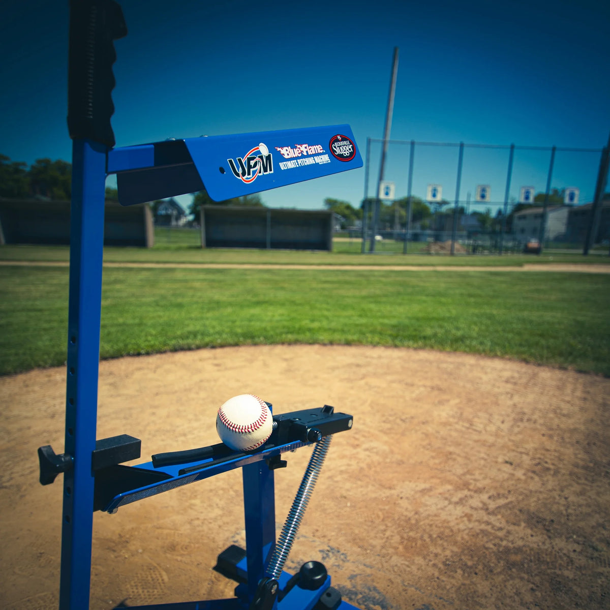 Blue Flame Pitching Machine – Manual Baseball & Softball Trainer, Throws up to 60 MPH, Youth & Adult Practice Tool — product view 3