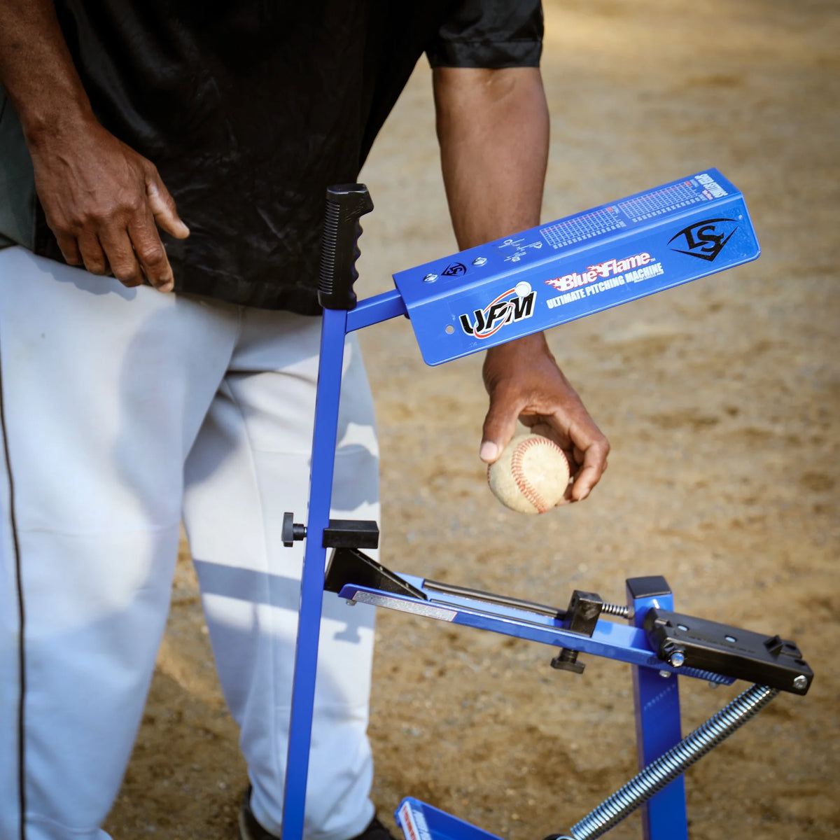 Blue Flame Pitching Machine – Manual Baseball & Softball Trainer, Throws up to 60 MPH, Youth & Adult Practice Tool — product view 5