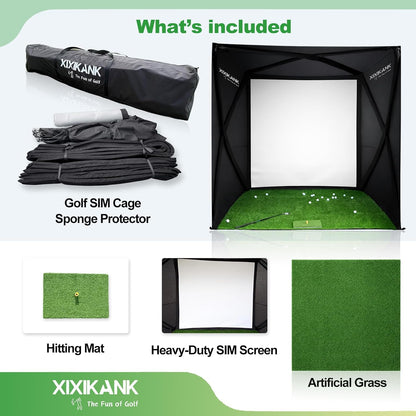 Golf Simulator Enclosure for Home Instant Quick and Easy Tool-Free Setup in 5 Mins Golf Hittig Cage - Complete Set with Heavy Duty Frame,Hd Impact Screen and Putting Green Turf (8X8 Ft) — product view 2