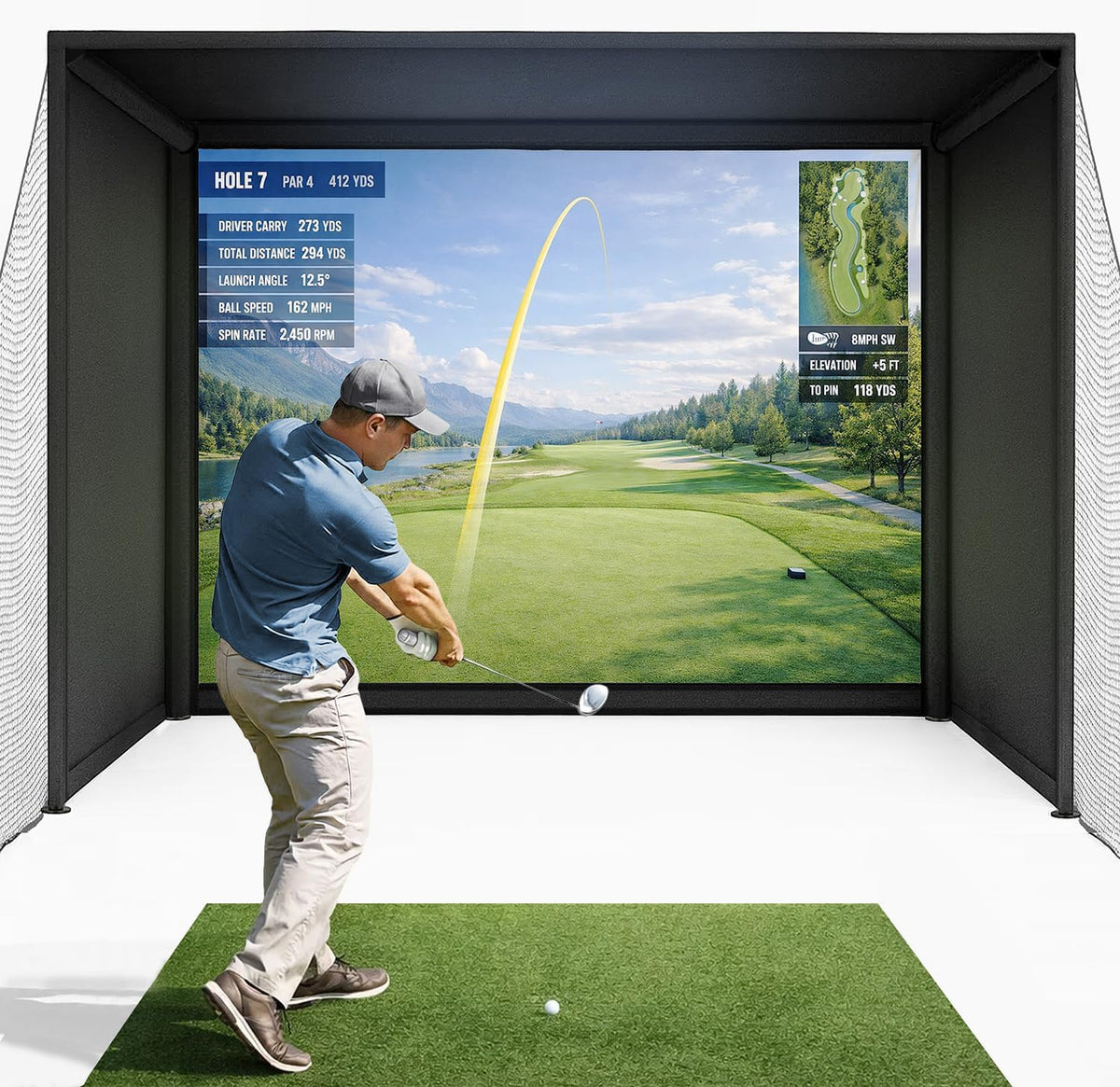 Golf Simulator Enclosure Kit 10 X 8 Ft with 4K-Ready Impact Screen — product view 2