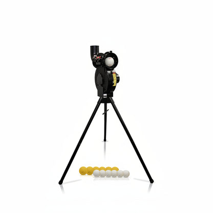 Launch F-Lite Softball & Baseball Pitching Machine, Dimpled Practice Balls, Bucket of Baseballs, Coaching Bucket Bundle for Pitching Machine, Baseball Training Equipment