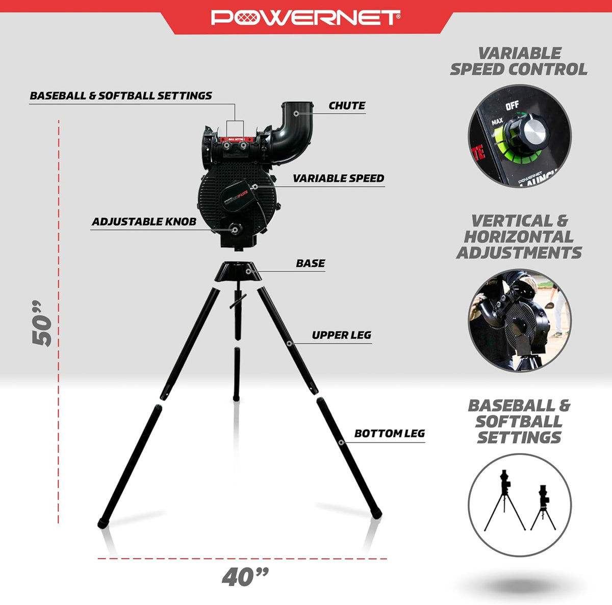 Launch F-Lite Softball & Baseball Pitching Machine, Dimpled Practice Balls, Bucket of Baseballs, Coaching Bucket Bundle for Pitching Machine, Baseball Training Equipment — product view 3