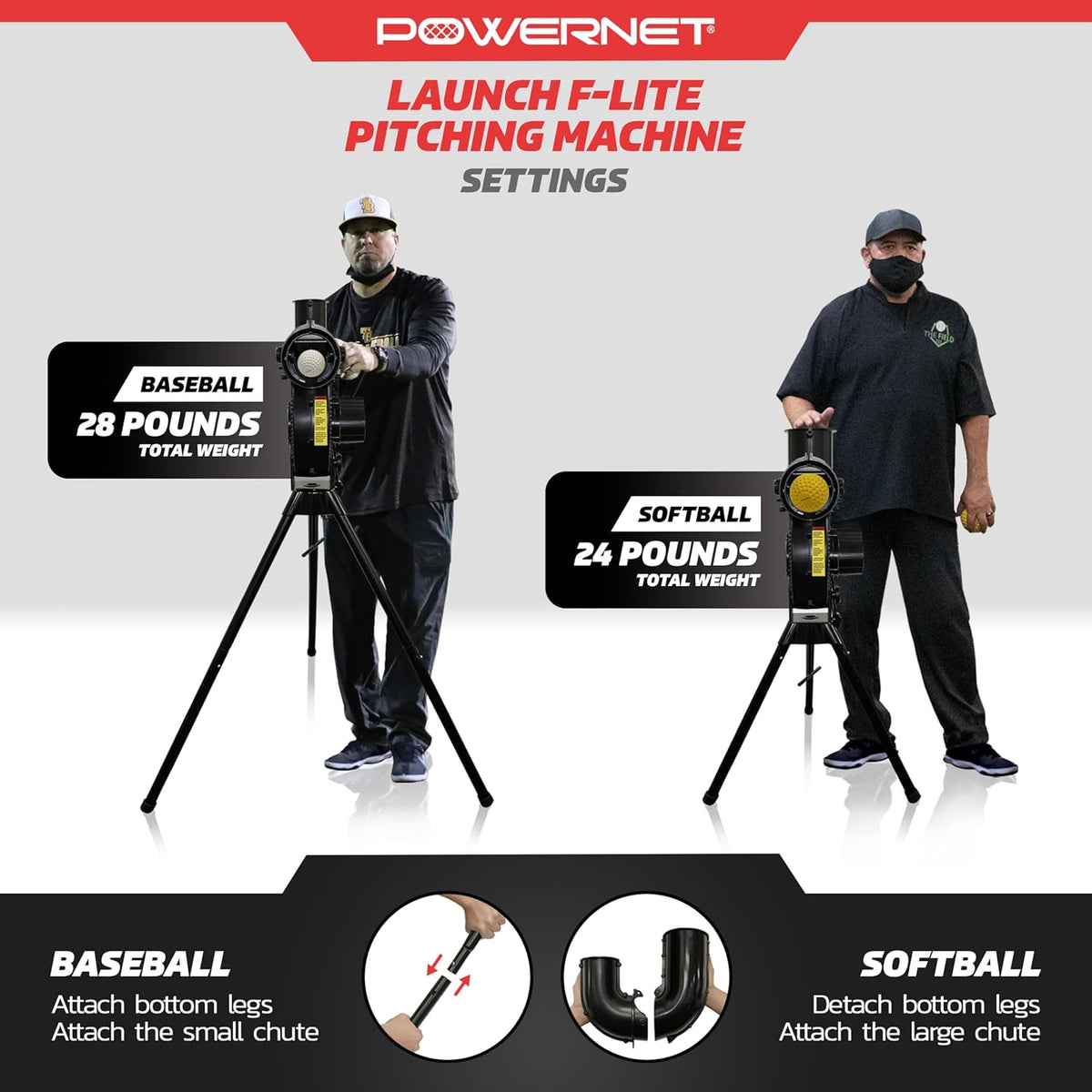 Launch F-Lite Softball & Baseball Pitching Machine, Dimpled Practice Balls, Bucket of Baseballs, Coaching Bucket Bundle for Pitching Machine, Baseball Training Equipment — product view 4