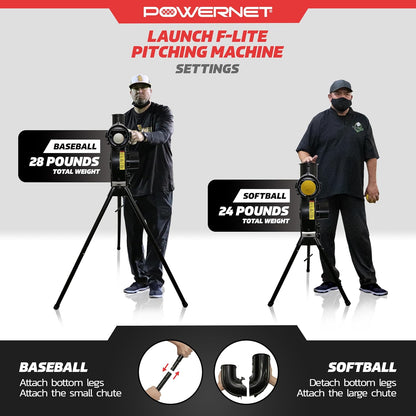 Launch F-Lite Softball & Baseball Pitching Machine, Dimpled Practice Balls, Bucket of Baseballs, Coaching Bucket Bundle for Pitching Machine, Baseball Training Equipment — product view 4