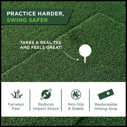 SIGPRO Softy Golf Mat - Professional-Grade Practice Mat - Realistic Fairway Feel - Real Tee Capable, Replaceable Hitting Strip, Thick Cushioning & Joint-Friendly Design — product view 3