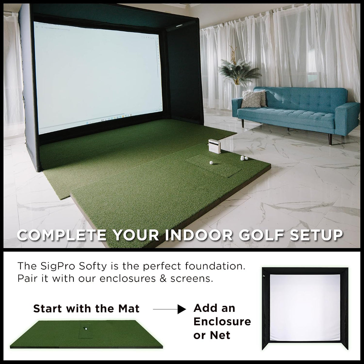 SIGPRO Softy Golf Mat - Professional-Grade Practice Mat - Realistic Fairway Feel - Real Tee Capable, Replaceable Hitting Strip, Thick Cushioning & Joint-Friendly Design — product view 5