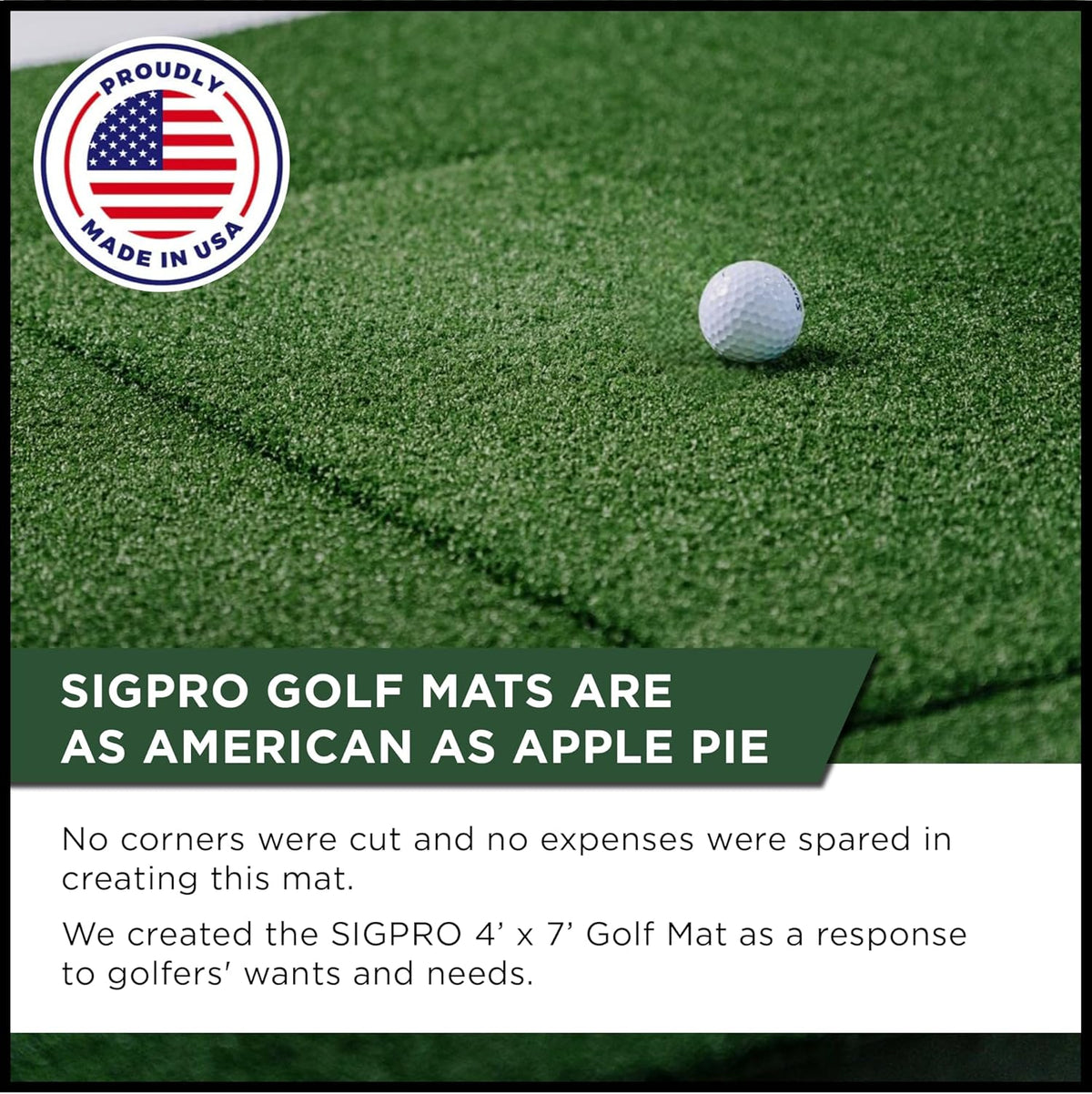 SIGPRO Softy Golf Mat - Professional-Grade Practice Mat - Realistic Fairway Feel - Real Tee Capable, Replaceable Hitting Strip, Thick Cushioning & Joint-Friendly Design — product view 6
