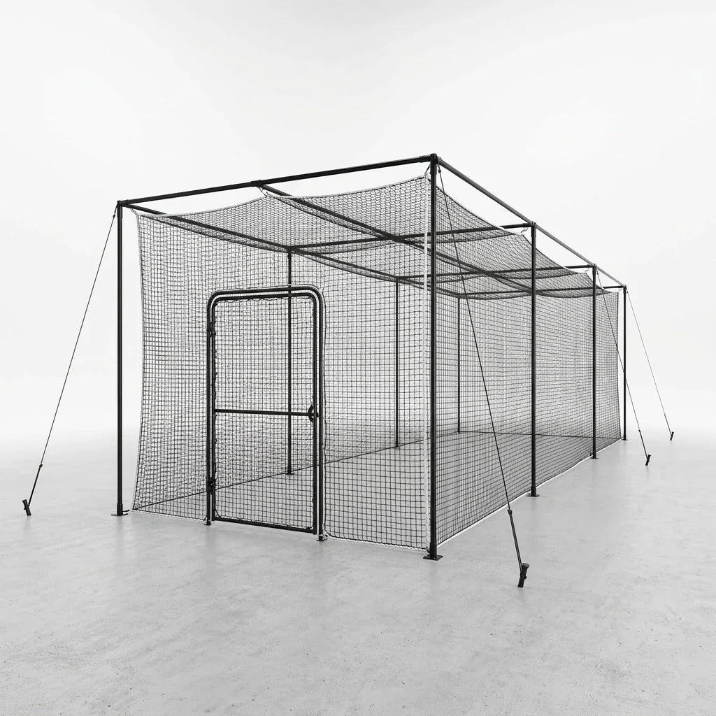 Baseball Batting Cage Built for Serious Practice, 40ft Heavy-Duty Frame, Weatherproof Net, Pitching Machine Ready — Studio Shot