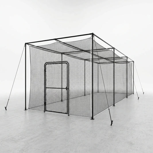 Baseball Batting Cage Built for Serious Practice, 40ft Heavy-Duty Frame, Weatherproof Net, Pitching Machine Ready — Studio Shot